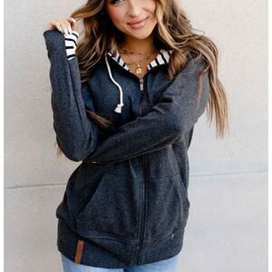 Ampersand Avenue On The Go Striped Zip Up Hoodie | Size XS